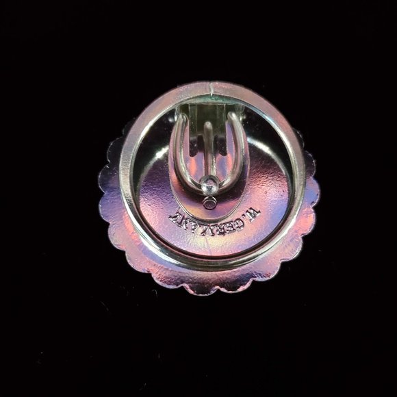 Vintage Filigree Scarf Clip Silver Tone Mother of Pearl(?) West Germany - Picture 2 of 5